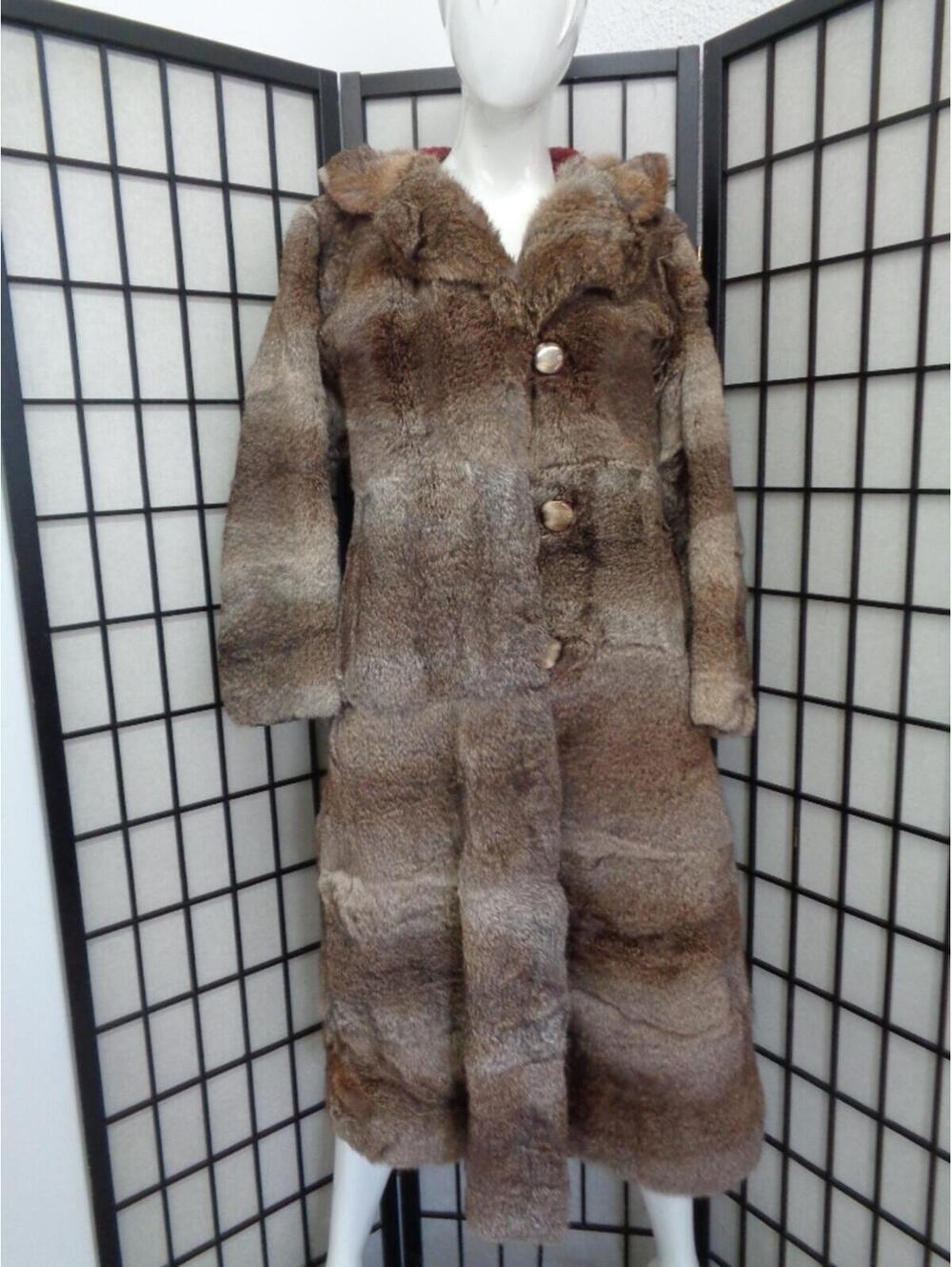 MINT NATURAL BROWN RABBIT FUR JACKET COAT WOMEN WOMAN SIZE 2-4 PETITE W/HOOD
